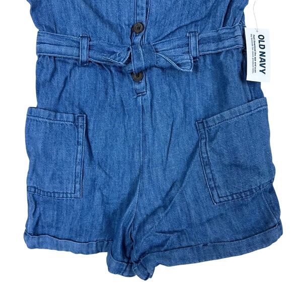Old Navy Baby Chambray Romper 2T NWT Denim Blue Snap Crotch Summer Resortwear - Picture 3 of 7
